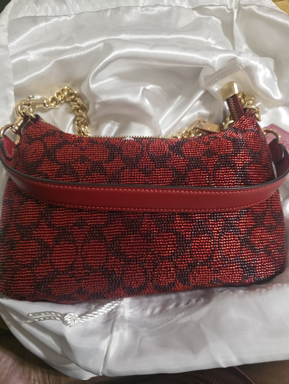 Coach Outlet Teri Shoulder Bag In Signature Beaded Satin Without Gold Chain